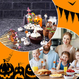 100PCS Halloween Cocktail Picks,4.7inch Halloween Toothpicks for Appetizers Natural Bamboo Cocktail Picks for Halloween Birthday Cake Party Decorations