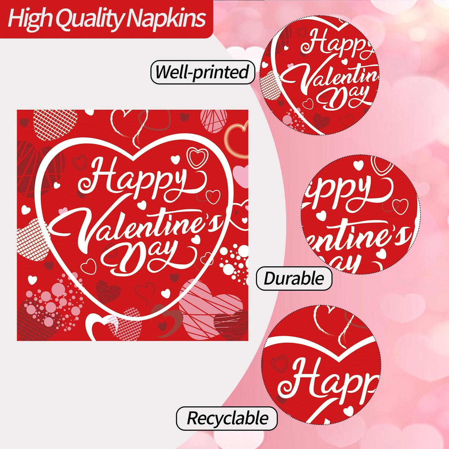 EVYIENEN 75 Pcs Valentine's Paper Plates and Napkins Party Supplies,Red Disposable Paper Plates Napkins and Forks Party Heart Tableware for Valentines Party Engagements Decorations-Serves 25