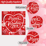 EVYIENEN 75 Pcs Valentine's Paper Plates and Napkins Party Supplies,Red Disposable Paper Plates Napkins and Forks Party Heart Tableware for Valentines Party Engagements Decorations-Serves 25