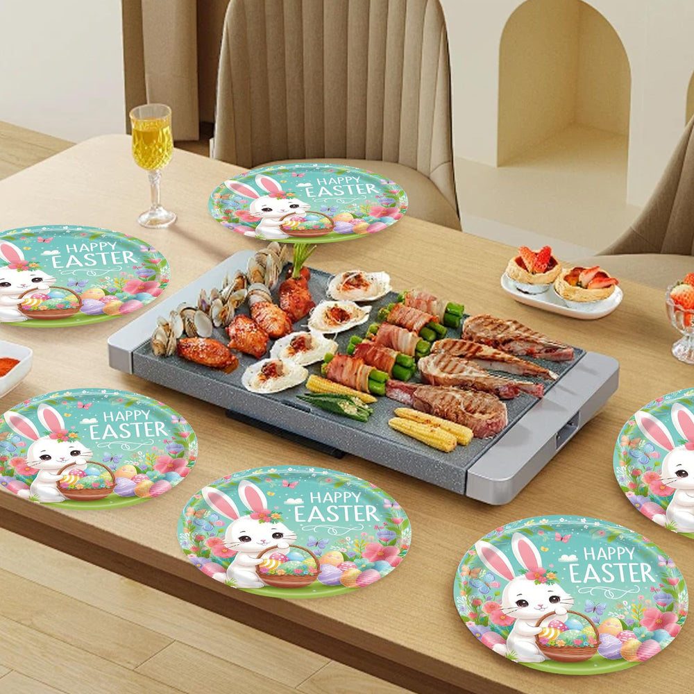75Pcs Easter Bunny Tableware Set with Forks, 7 Inch Disposable Egg and Spring Flower Plates and Napkins, Serves 25 — image 6