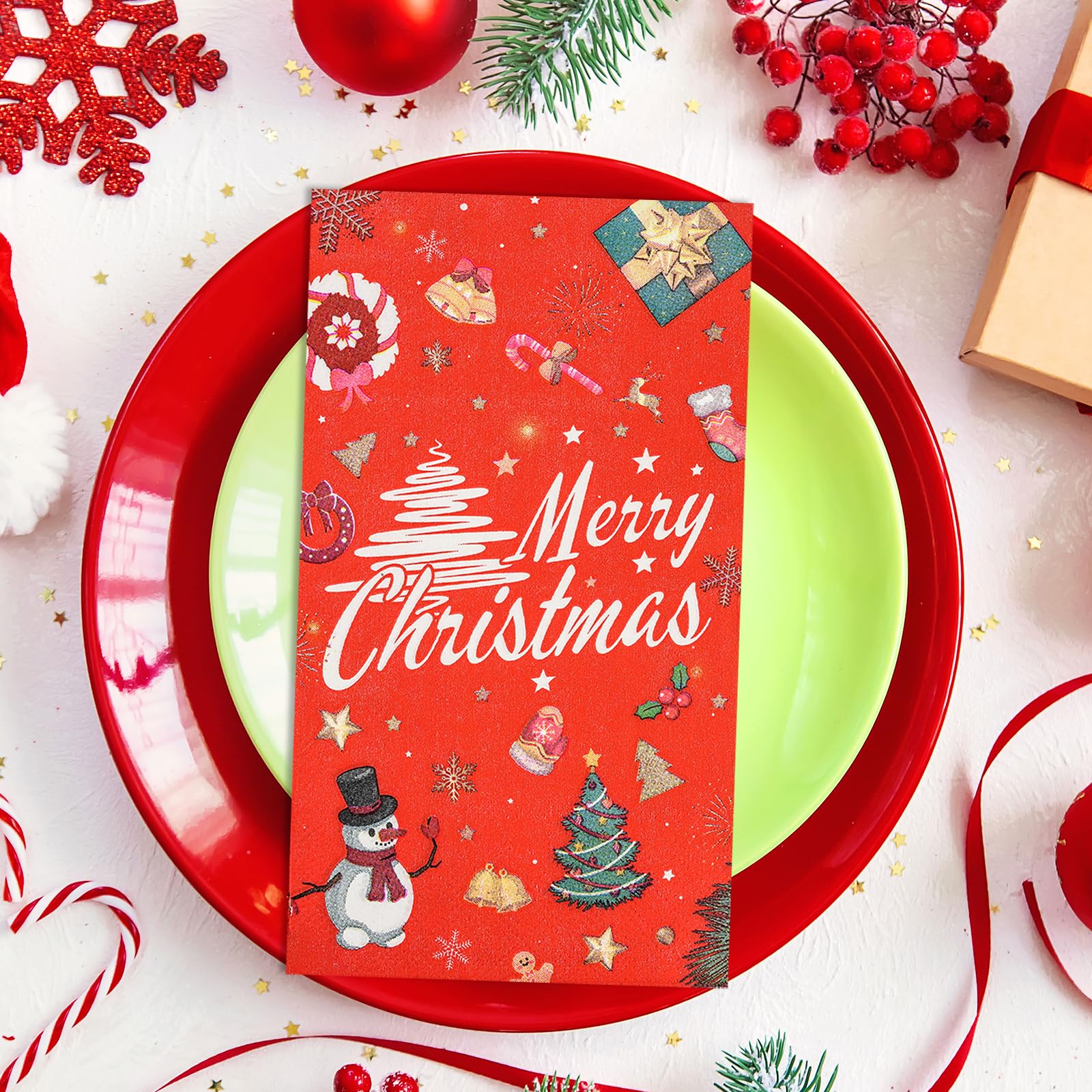 100 Pack Christmas Guest Napkins-Disposable Marry Christma Guest Hand Towel Bathroom Napkins for Winter Snowflakes Party Paper Cocktail Party Supplies