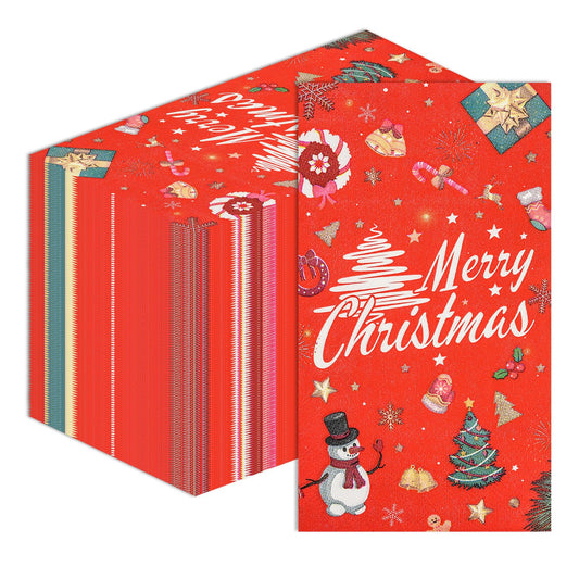 100 Pack Christmas Guest Napkins-Disposable Marry Christma Guest Hand Towel Bathroom Napkins for Winter Snowflakes Party Paper Cocktail Party Supplies