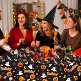 EVYIENEN 3 Pack Happy Halloween Tablecloth,Halloween Cute Pumpkin Ghost Plastic Table Cloth Waterproof Disposable Rectangular for Halloweens Party Picnic Dinner Decor