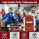 EVYIENEN 75PCS Football Paper Plates and Napkins Party Supplies,7 Inch Disposable Tableware Set Forks Sport Birthday Party Dinnerware for Kits Serve 25 Guests