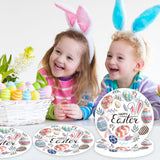 50PCS Happy Easter Bunny Paper Plates, 7-Inch Colorful Dessert Plates for Spring Parties & Table Decorations
