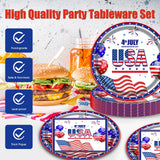 40Pcs 4th of July Paper Plates and Napkins Party Supplies Set,American Flag Dinnerware Disposable Paper Dinner Plates and Napkins for Memorial Day Veterans Day Serves 20 Guests
