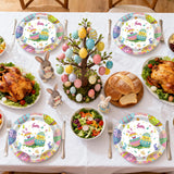 50Pcs Easter Paper Plates, 7 Inch Colorful Bunny and Egg Dessert Plates for Easter, Spring and Birthday Parties