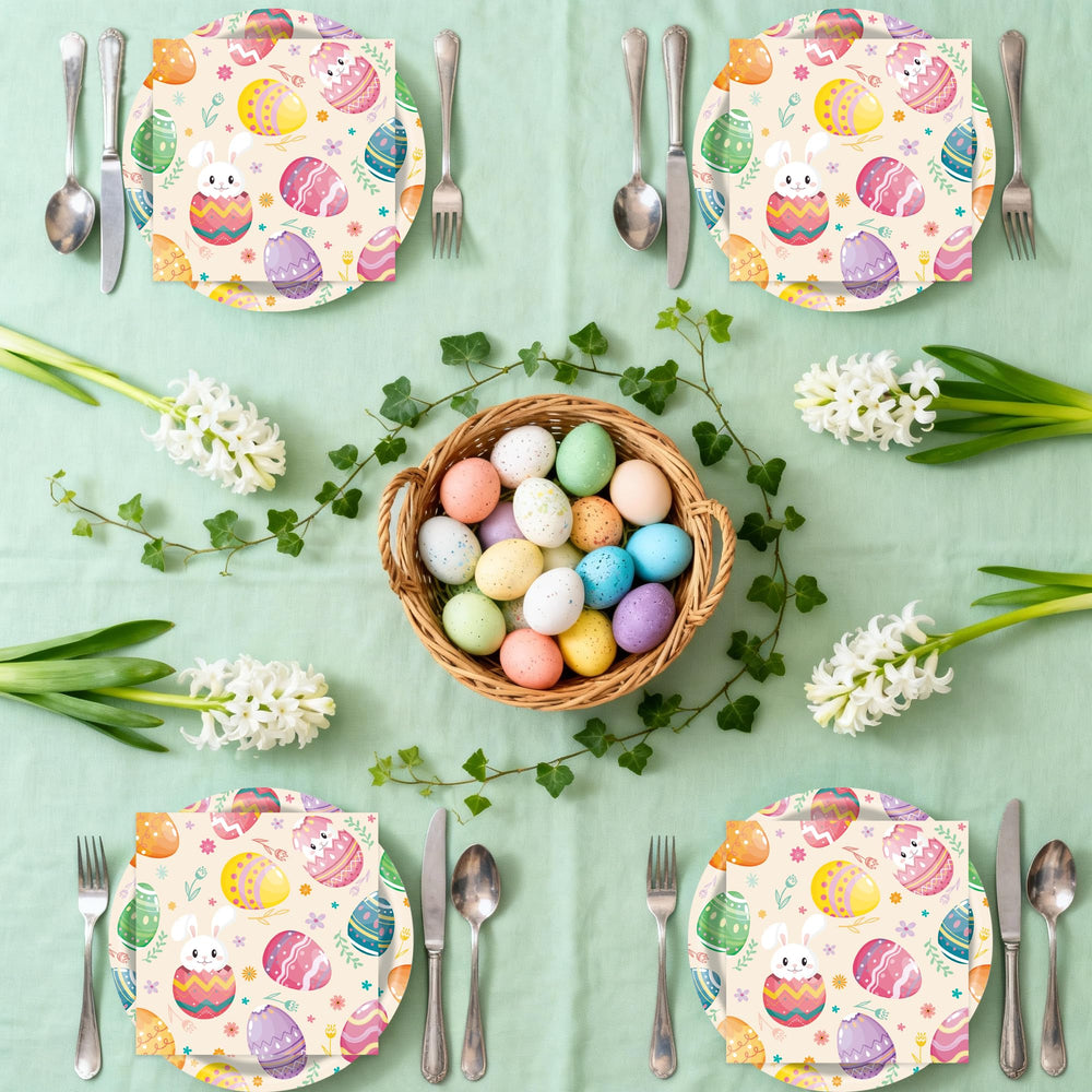 50 Pcs Easter Paper Plates and Napkins, 7 Inch Colorful Bunny & Egg Tableware Set, Serves 25 — image 5