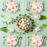 50 Pcs Easter Paper Plates and Napkins, 7 Inch Colorful Bunny & Egg Tableware Set, Serves 25