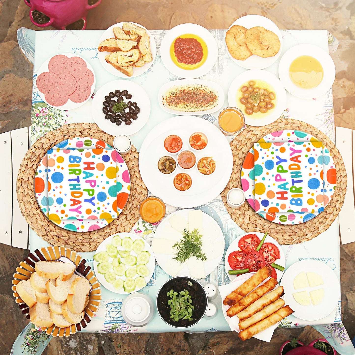 40PCS Happy Birthday Party Plates and Napkins,Includes Disposable Paper Plates and Napkins Birthday Dots Design Party Supplies for Adults and Kids Decorations (20 Guests )