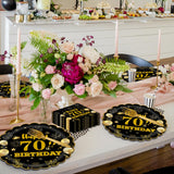 EVYIENEN 96Pcs 60th Birthday Party Tableware Set,Back in 1965 Birthday Party Decorations Supplies, Disposable Black and Gold 60th Birthdays Paper Plates Napkins Forks Favors for Men Women, Serve 24