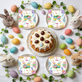 50Pcs Easter Paper Napkins - 6.5'' x 6.5'' Vibrant Bunny Eggs Floral Cocktail Napkins Disposable Decoration Supplies for Easter Spring Birthday Party