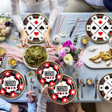 50PCS Casino Poker Tableware Set, Includes Straw Cups, Plates, Napkins - Disposable Party Supplies for Birthday, Weddings
