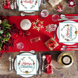 50pcs Merry Christmas Napkins Paper,13 x 13 Inch Disposable Christmas Cocktail Napkins,Holly Leaves Red Berries Napkin Dinnerware Sets for Winter Xmas Party Table Decorations Supplies Favors