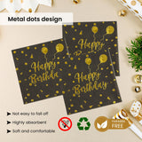 Dark Blue and Gold Happy Birthday Dinner Plates and Napkins, 9 Inch Gold Foil Balloon Dessert Plates with Napkins for Birthday Party, Serves 25