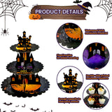 Halloween Cupcake Stand Supplies 3 Tier Cupcake Stand Cardboard Cake Stand Horror Theme Party Supplies Dessert Tower Holder for Halloween Table Decorations (Purple)