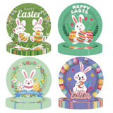 EVYIENEN 48 pcs Happy Easter Paper Plates,7Inch Dessert Plates Decorative Spring Bunny Egg Dinnerware Tableware for Easter Kids Adult Party Supplies Decorations(4 Designs)