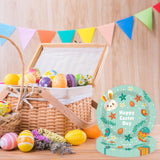 EVYIENEN 50 Pcs Happy Easter Paper Plates,7 inch Green Easter Bunny Dessert Plates for Spring Birthday Party Supplies Table Decorations