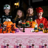 108×54Inch Halloween Tablecloth, Halloween Decorations Indoor Outdoor Happy Boo Pumpkin Bat Skeleton Candy Disposable Plastic Waterproof Tablecover for Table Decor Backdrop Banner Party Supplies