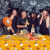 EVYIENEN 3 Pack Happy Halloween Tablecloth,Halloween Cute Pumpkin Ghost Plastic Table Cloth Waterproof Disposable Rectangular for Halloweens Party Picnic Dinner Decor