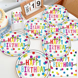 Birthday Plates & Napkins Party supplies - 175Pcs Happy Birthday Paper Plates and Napkins Sets, Disposable Happy Birthday Dots Tableware Set for Boys and Girls Party Decorations, Serves 25