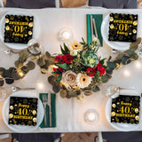 40pcs 70th Birthday Paper Napkins,13 x 13 inch Black and Gold Scalloped Dessert Cocktail Napkins Disposable Party Men Women Napkins 70th Birthday Decorations