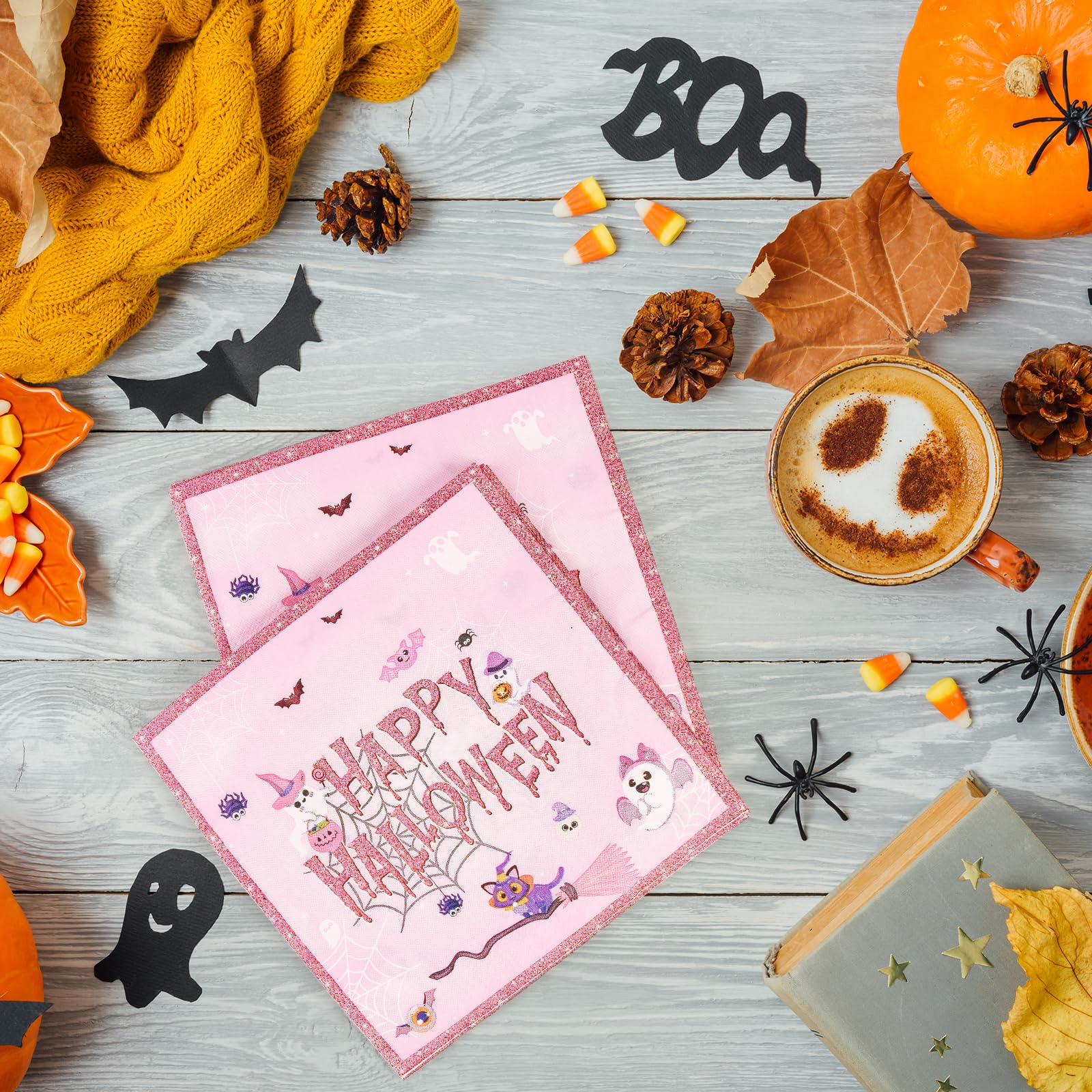 EVYIENEN 40pcs Halloween Paper Plates and Napkins, Halloween Party Supplies Disposable Napkins Set Disposable Plates Haunted House Design Dinnerware Tableware for Birthday Party Serves 20