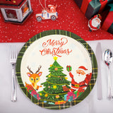 EVYIENEN 50pcs Disposable 7 Inch Paper Plates - Dessert Plates With Merry Christmas Letters, Party Decoration Supplies