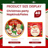 EVYIENEN 40pcs Christmas Paper Plates and Napkins Set, Christmas Party Supplies Disposable Holiday Santa Claus Tableware for Merry Xmas Winter Holiday Theme Party Decor,Serves 20
