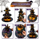 Halloween Cupcake Stand Supplies 3 Tier Cupcake Stand Cardboard Cake Stand Horror Theme Party Supplies Dessert Tower Holder for Halloween Table Decorations (Purple)