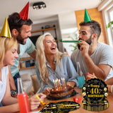 75 PCS 60th Birthday Party Supplies Paper Plates and Napkins,Black and Gold 60th Birthday Plates Napkins Tableware Set for Boys Girls Tableware Set Decorations