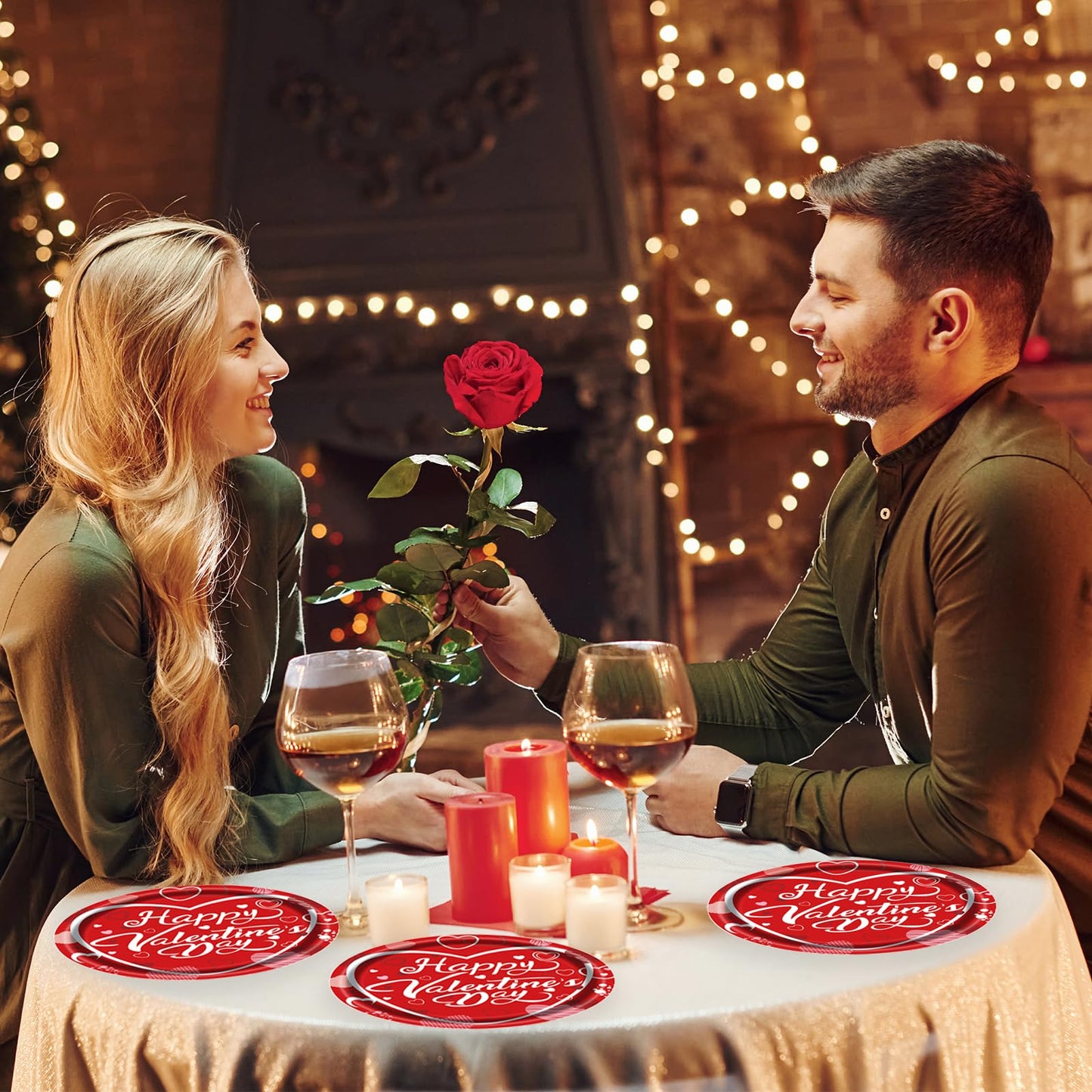 EVYIENEN 75 Pcs Valentine's Paper Plates and Napkins Party Supplies,Red Disposable Paper Plates Napkins and Forks Party Heart Tableware for Valentines Party Engagements Decorations-Serves 25
