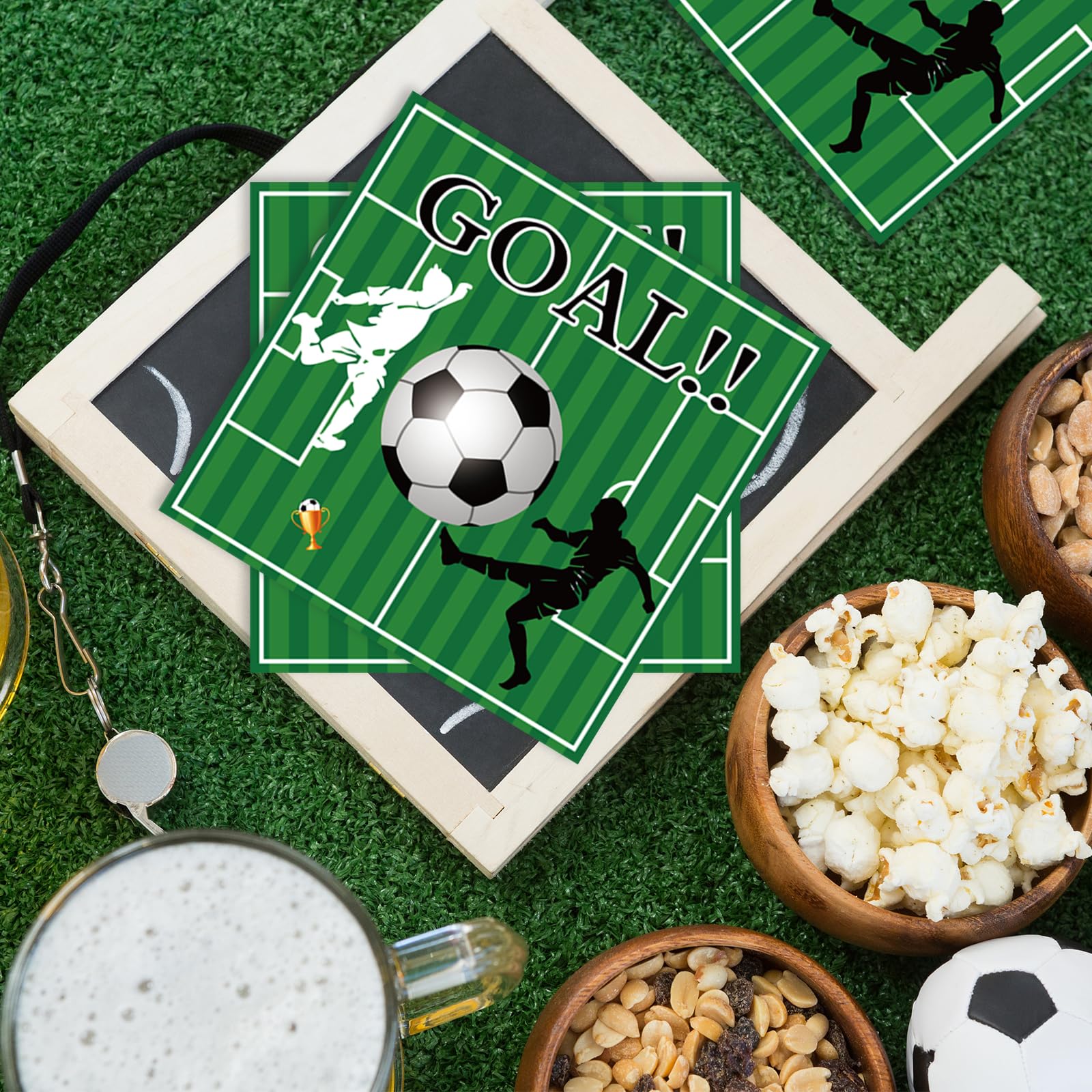EVYIENEN 50 Pcs Soccer Plates and Napkins Party Supplies, Soccer Birthday Party Decorations Tableware Set for Sports Theme Birthday Partys Table Decor-Serves 25