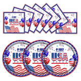 40Pcs 4th of July Paper Plates and Napkins Party Supplies Set,American Flag Dinnerware Disposable Paper Dinner Plates and Napkins for Memorial Day Veterans Day Serves 20 Guests