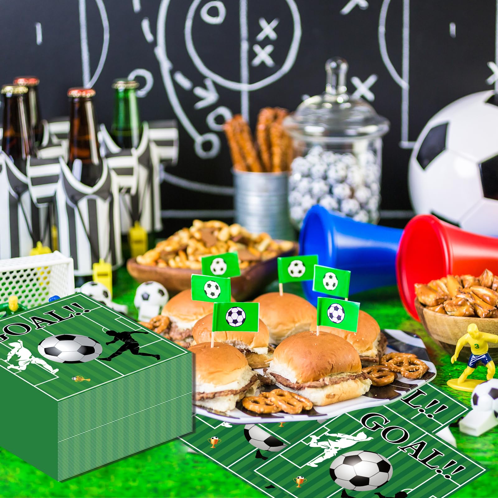 50 Pcs Soccer Paper Napkins,Soccer Paper Napkins Sports Theme Disposable Cocktail Dinner Tableware Napkins for Sports Party Decorations- 6.5 x 6.5 Inch