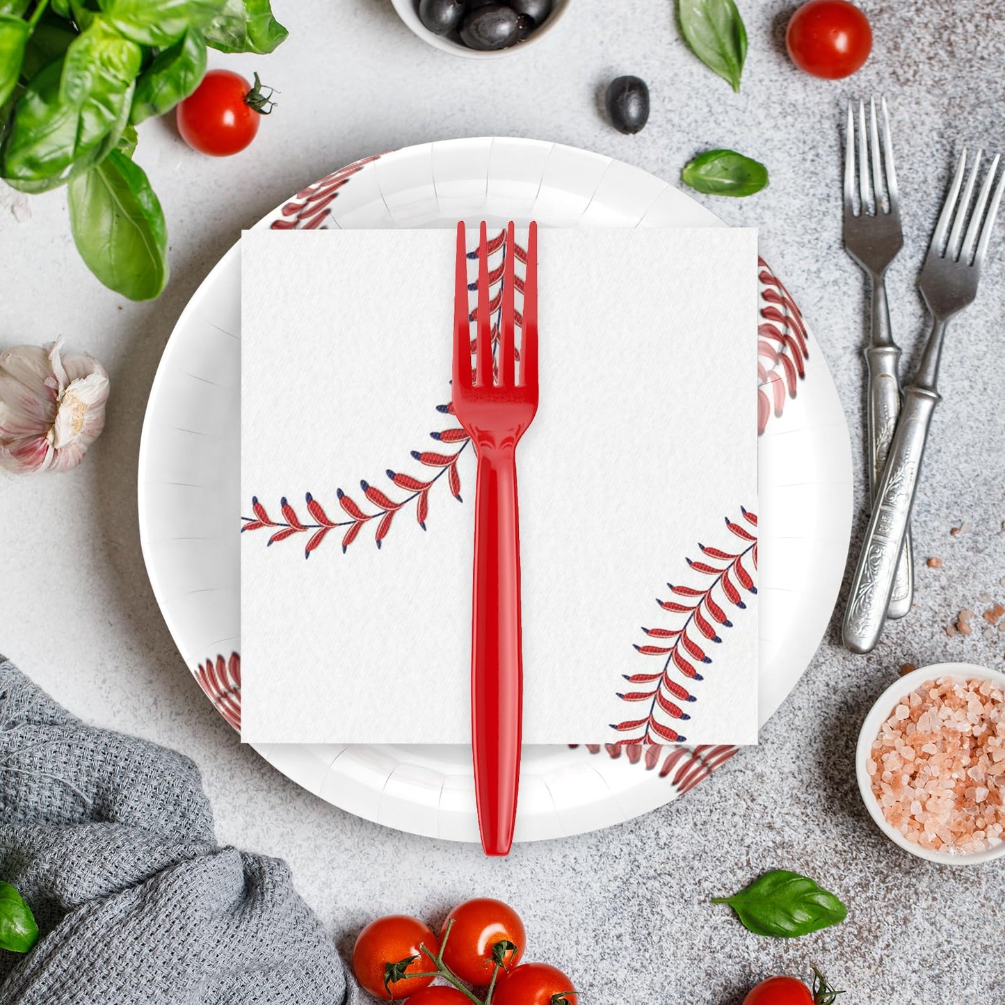 75Pcs Soccer Paper Plates and Napkins Party Supplies, 7 Inch Disposable Tableware Set with Forks, Sports Birthday Party Dinnerware, Serves 25 Guests