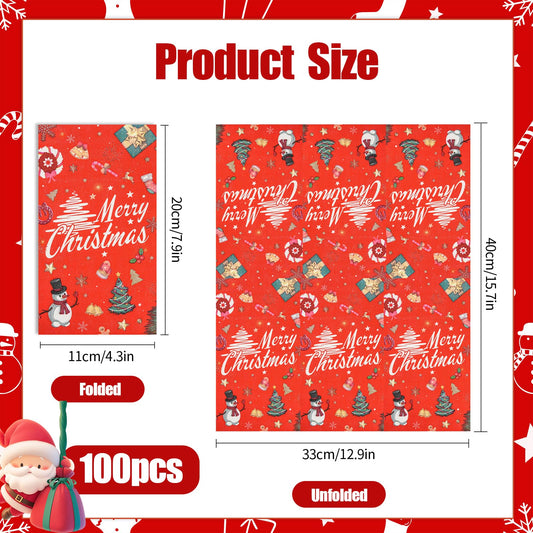 100 Pack Christmas Guest Napkins-Disposable Marry Christma Guest Hand Towel Bathroom Napkins for Winter Snowflakes Party Paper Cocktail Party Supplies