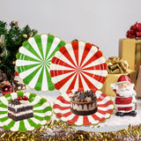 EVYIENEN 60Pcs Christmas Candy Paper Plates,7 Inch Red White and Green Striped Disposable Dinner Dessert Cake Plates Dinnerware for Christmas New Year Holiday Supplies Decorations