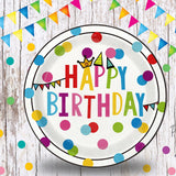Birthday Plates & Napkins Party supplies - 175Pcs Happy Birthday Paper Plates and Napkins Sets, Disposable Happy Birthday Dots Tableware Set for Boys and Girls Party Decorations, Serves 25