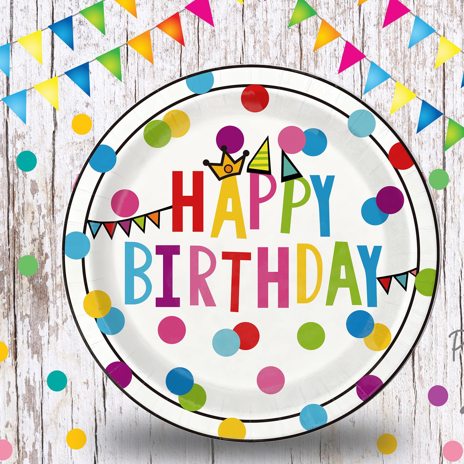 Birthday Plates & Napkins Party supplies - 175Pcs Happy Birthday Paper Plates and Napkins Sets, Disposable Happy Birthday Dots Tableware Set for Boys and Girls Party Decorations, Serves 25