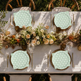 EVYIENEN 50PCS Sage Green Polka Dot Paper Plates and Napkins Party Supplies, Green and White Party Plates and Napkins Tableware Set for Birthday Bridal & Baby Shower Wedding Party Decoration
