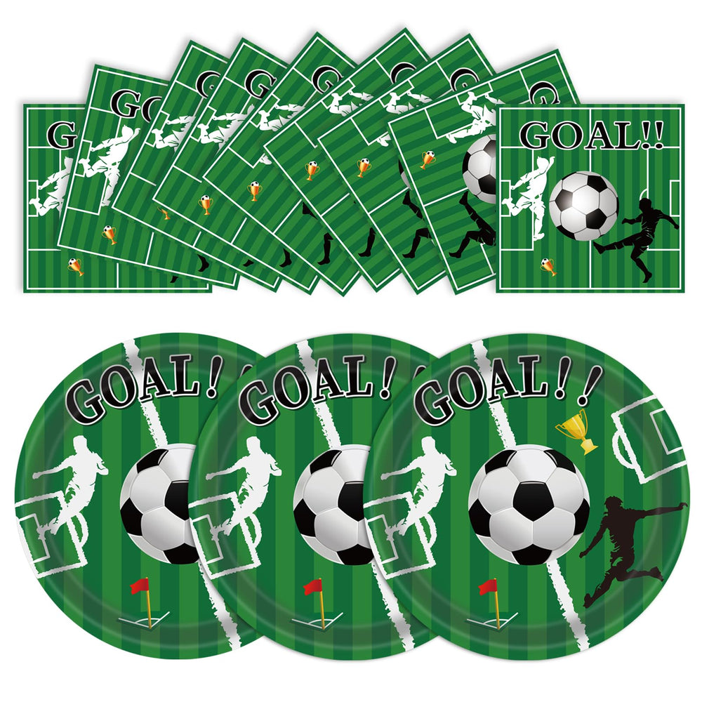 EVYIENEN 50 Pcs Soccer Plates and Napkins Party Supplies, Soccer Birthday Party Decorations Tableware Set for Sports Theme Birthday Partys Table Decor-Serves 25