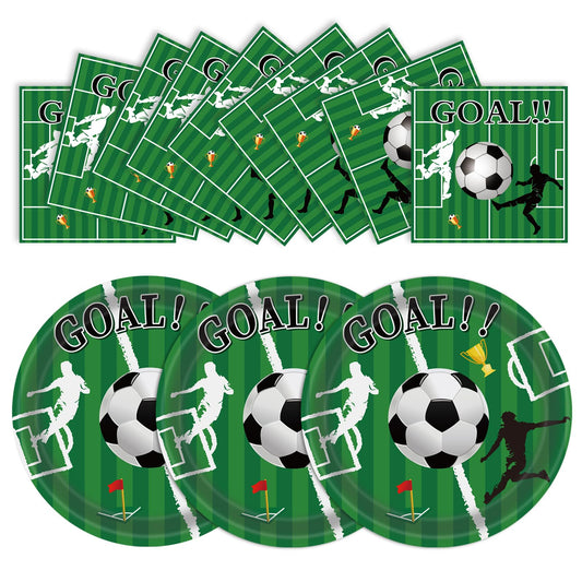 EVYIENEN 50 Pcs Soccer Plates and Napkins Party Supplies, Soccer Birthday Party Decorations Tableware Set for Sports Theme Birthday Partys Table Decor-Serves 25