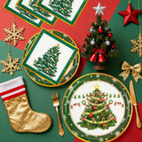 EVYIENEN 150 Pcs Christmas Plates and Napkins,Christmas Tree Party Supplies Merry Christma Disposable Paper Plates Napkins Dinnerware Set for Holiday Party Table Supplies