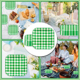 50Pcs Green Striped Paper Plates, 7 Inch Disposable Square Dinner and Dessert Plates for Birthday, Wedding and Baby Shower