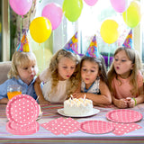 EVYIENEN 50PCS Pink Polka Dot Paper Plates and Napkins Party Supplies, Pink and White Party Plates and Napkins Tableware Set for Birthday Bridal & Baby Shower Wedding Party Decoration