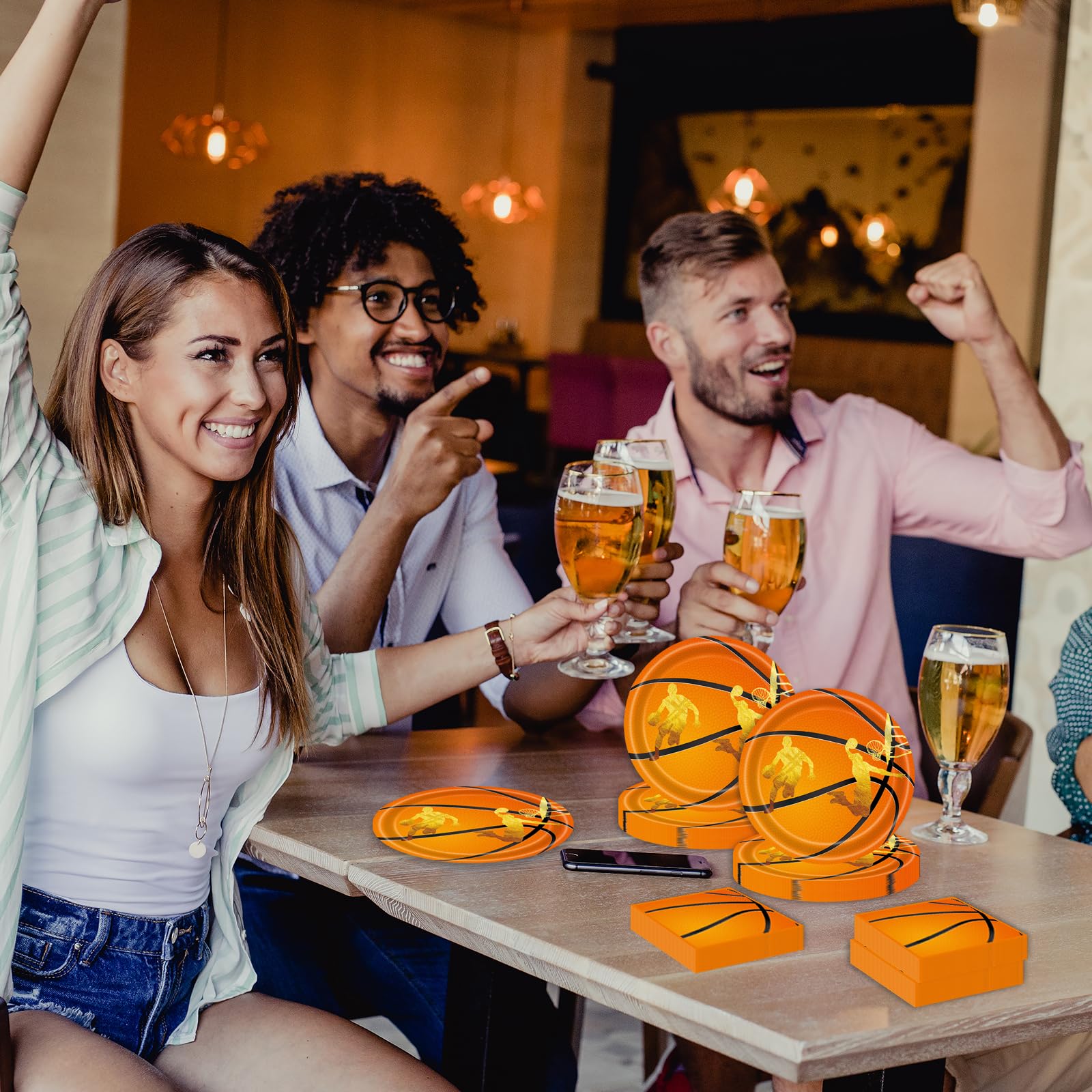 EVYIENEN 50 Pcs Basketball Plates and Napkins Party Supplies,Basketball Birthday Decorations Sports Decorations for Birthday Party Plates Favors-Serves 25