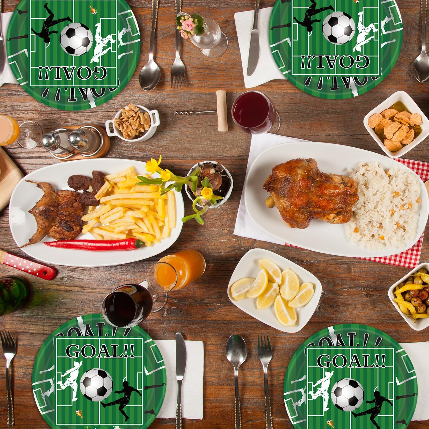 EVYIENEN 50 Pcs Soccer Plates and Napkins Party Supplies, Soccer Birthday Party Decorations Tableware Set for Sports Theme Birthday Partys Table Decor-Serves 25