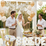 Sand White Bachelorette Party Decorations - 67pcs Bridal Shower Bride to Be Decor with Bride Banner Balloons, Fringe Curtains Veil Sash for Wedding Engagement Coast Hen Party