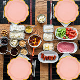 EVYIENEN 50 Pcs Pink Paper Plates,7 Inches Gold Foil Disposable Scalloped Paper Party Plates for Cake Dessert Halloween Fall Thanksgiving Birthday Wedding Baby Shower Party Decorations